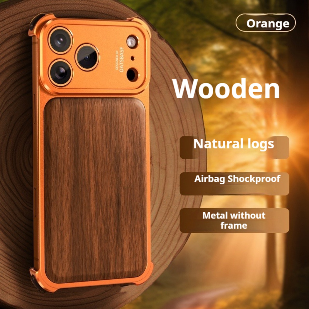 ◆iPhone17 Pro/Pro Max ◆ Walnut Wood × Metal Back Panel Phone Case / ウォルナット ウッド × メタル バックパネル スマホケース
