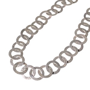 vintage Mexican silver circle link chain toggle necklace