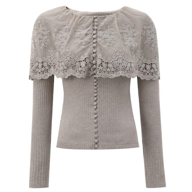 Lace cape rib knit　B677