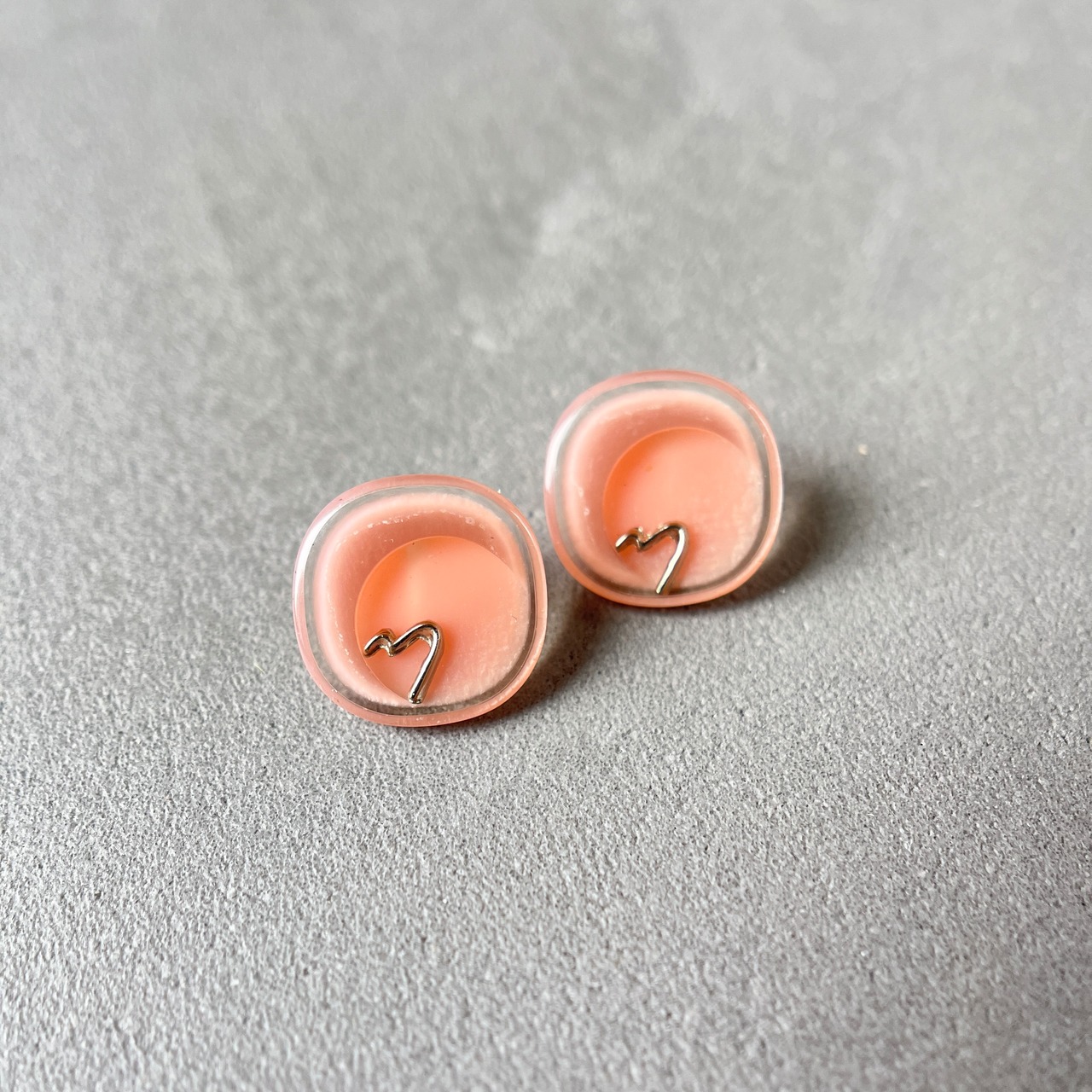 【2個セット】フラミンゴピンク×シルバーハート スクエア 14mm・画像4