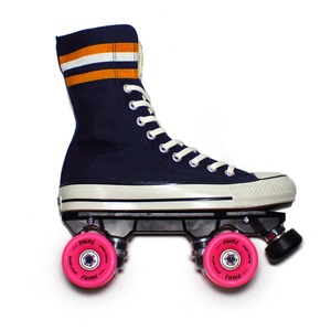 SM " NAVY STAR " Canvas Quad Roller Skate