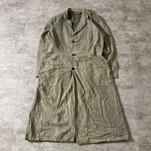 40-50s ごま塩 ブラックシャンブレー セルビッチ アトリエコート / 身幅54 着丈114cm