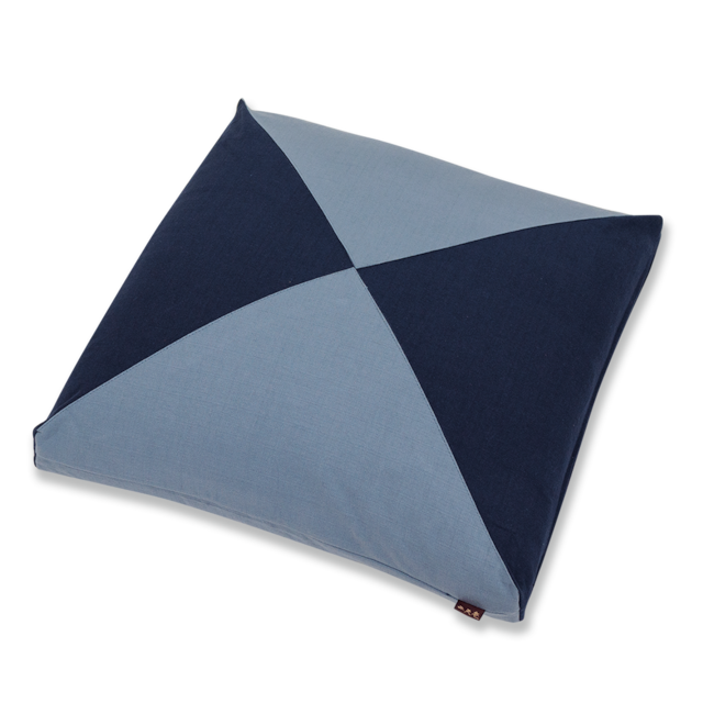 色あそび 角立てパッチワーク　座布団　BB（紺）×BL（ブルー）45×45×5