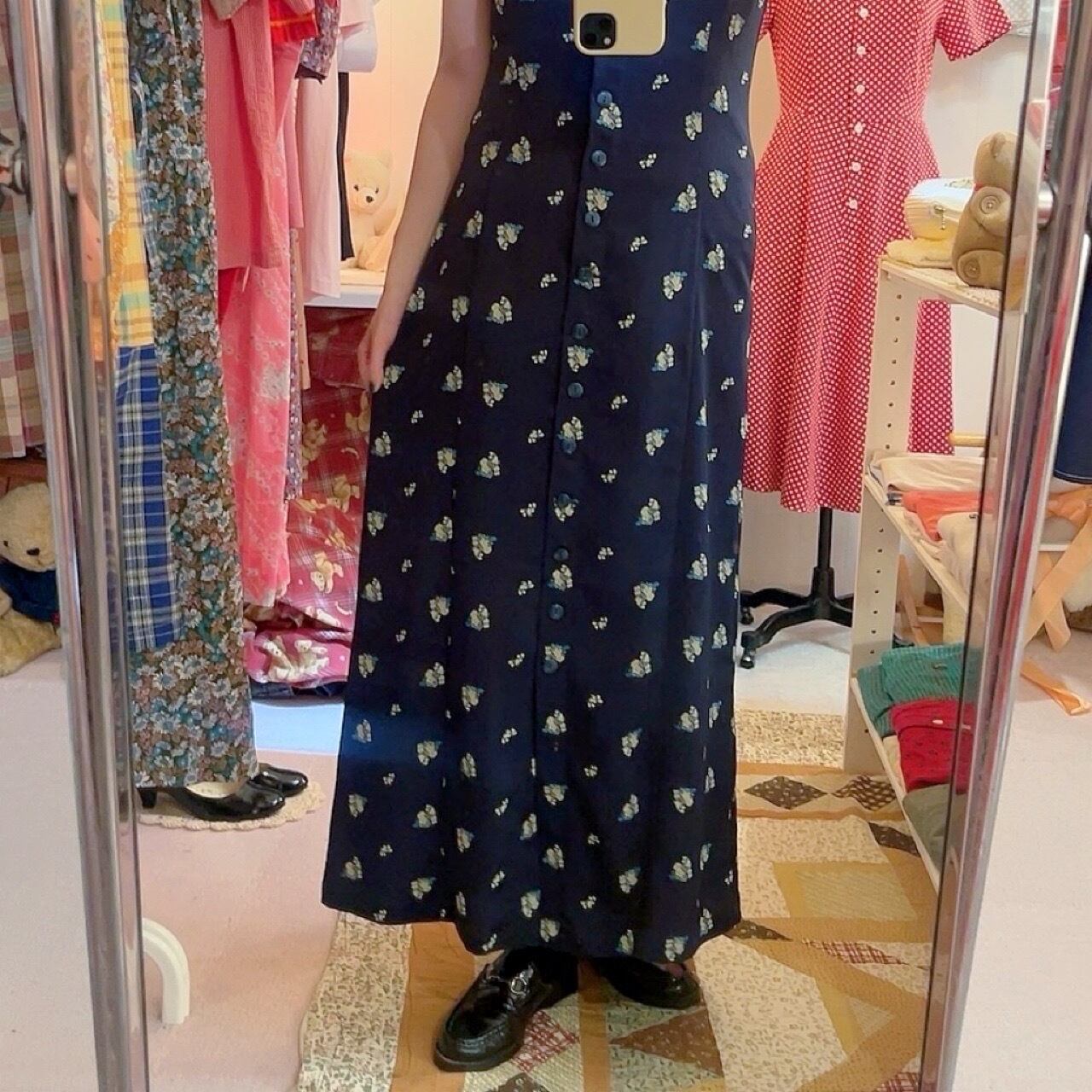 mini flower navy camisole one-piece