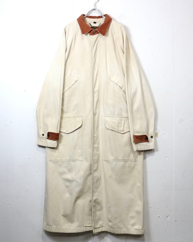 【Caka act2】80's “STRUCTURE” Leather Switching Vintage Duck Long Coat