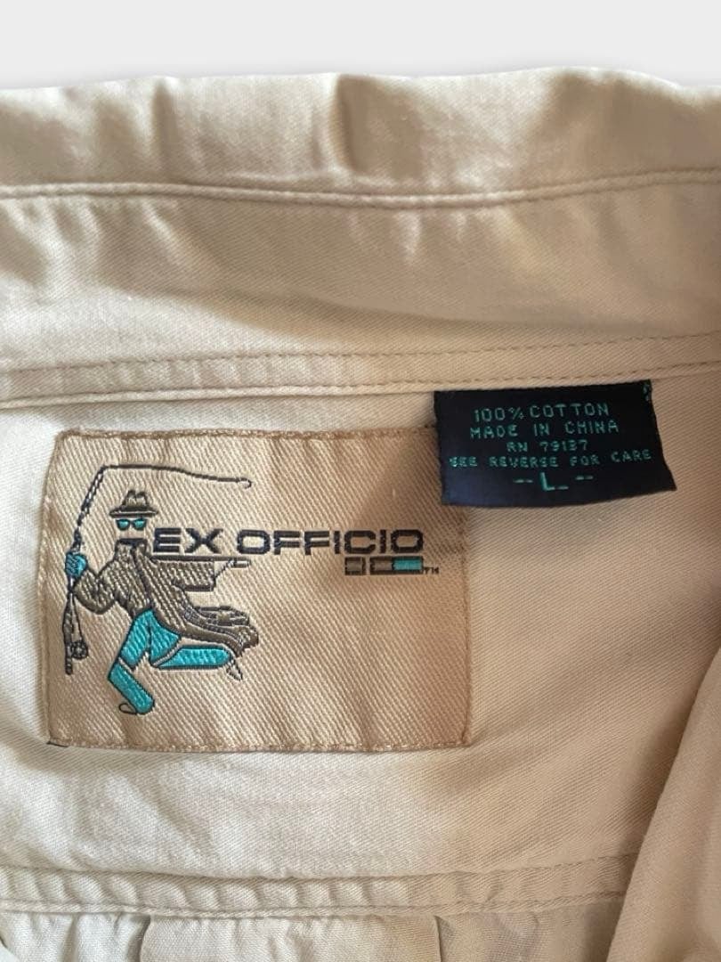 90s ExOfficio エクスオフィシオ クリーム 生成り 無地 長袖シャツ