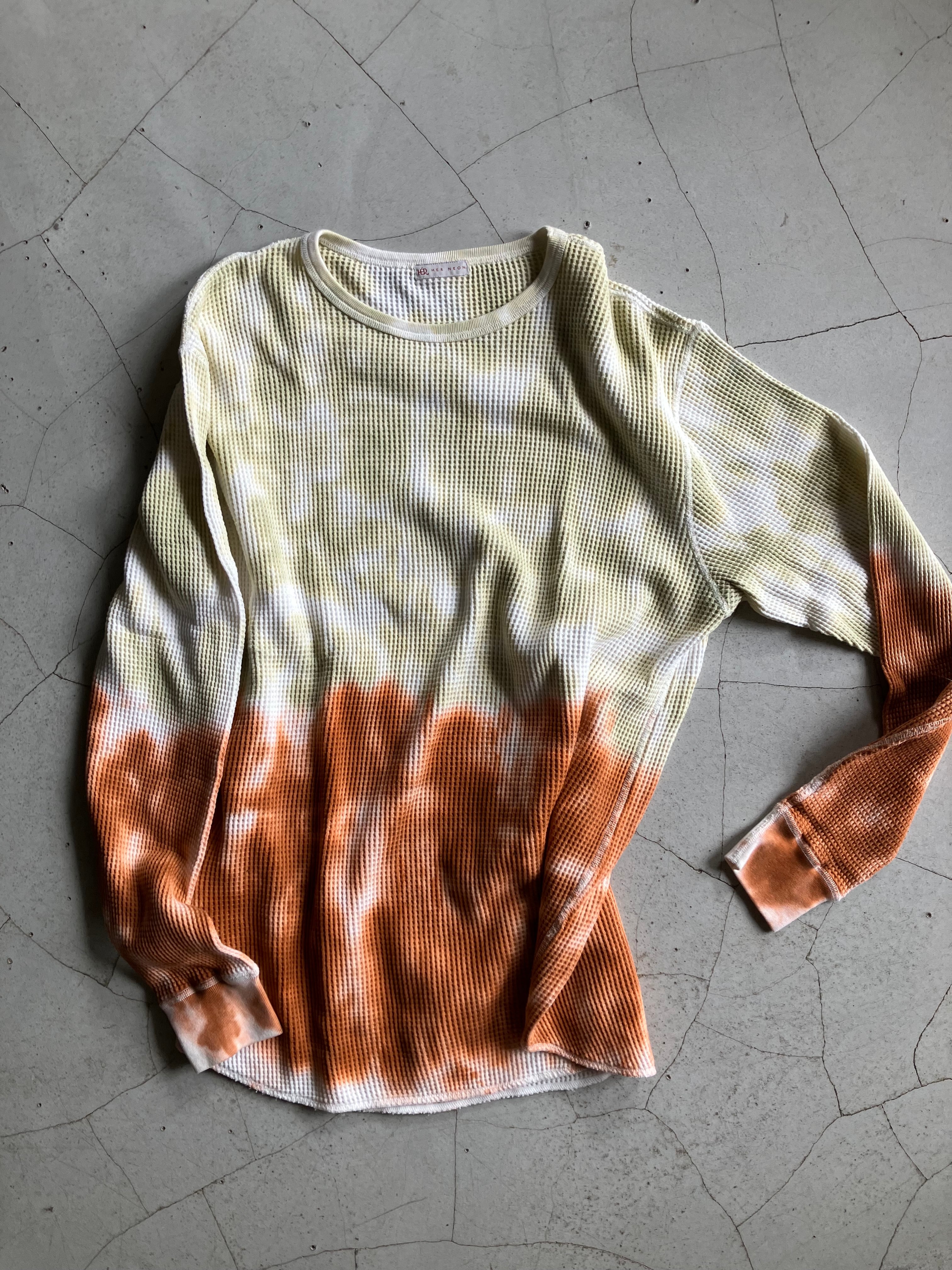 TIE DYE WAFFLE PULLOVER / Navy×Green | HER NEON