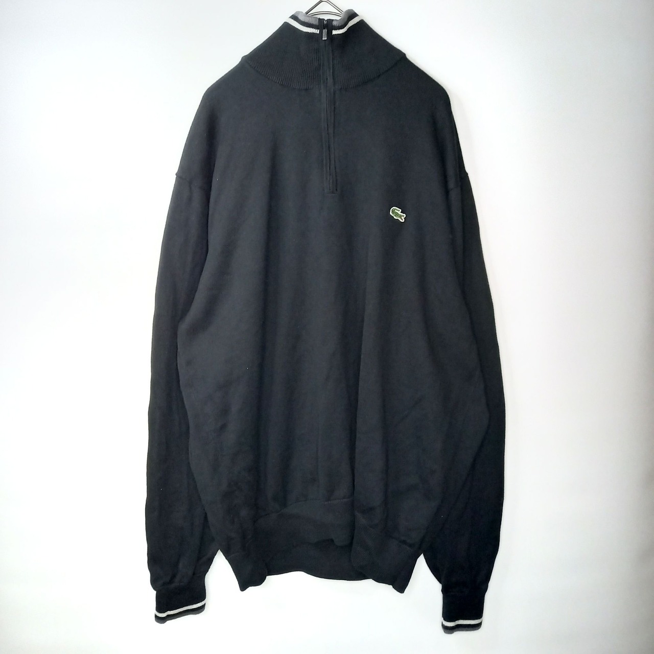 ラコステ　ハーフジップ　コットンニット　刺繍ロゴ　6サイズ