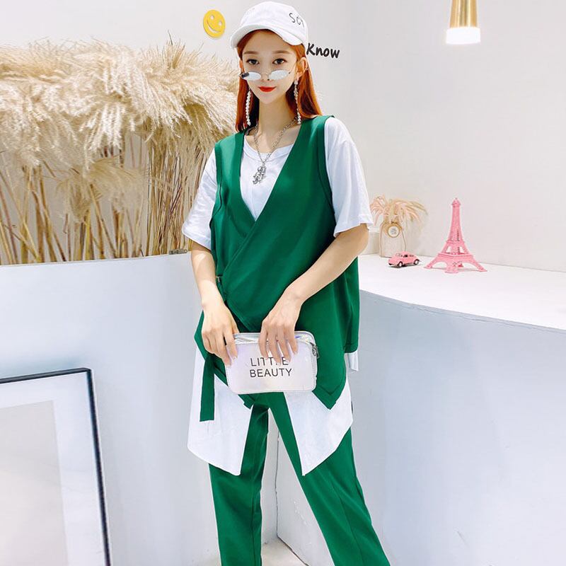 スプリングスリムスタイルシャツ パンツ レッド 大きめサイズ 春物 ミックスインファッション88184823232