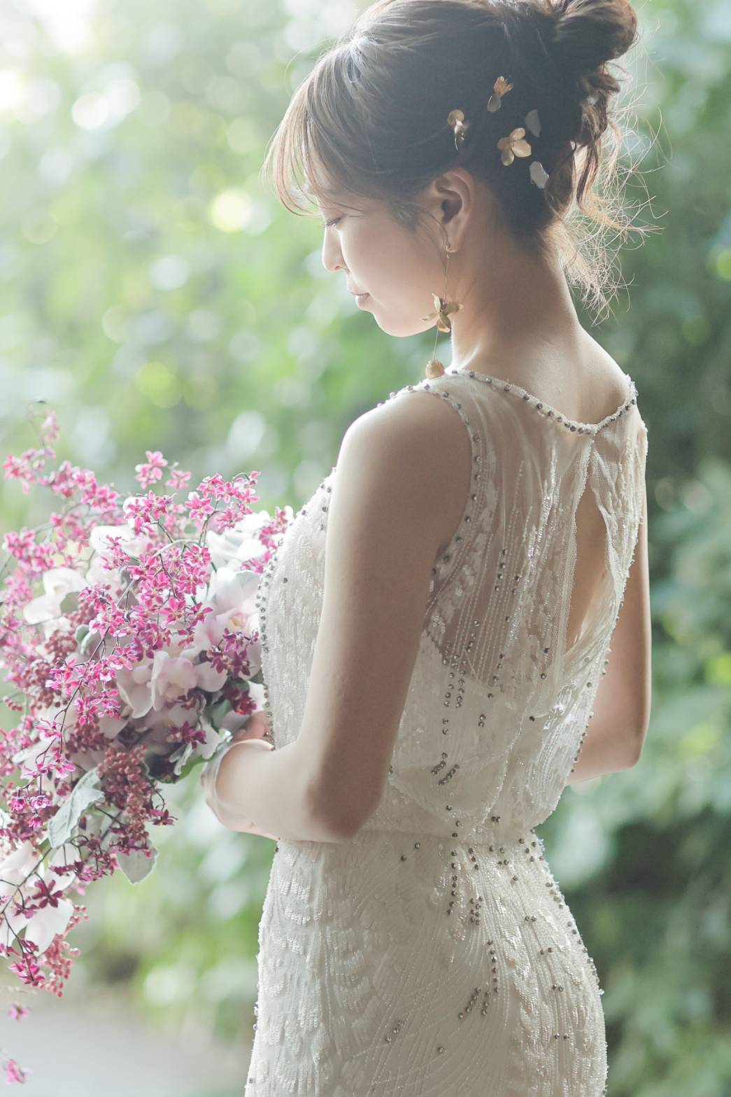 ゴールドフラワー×ラフクォーツのヘアピンセット~ブライダルヘッド