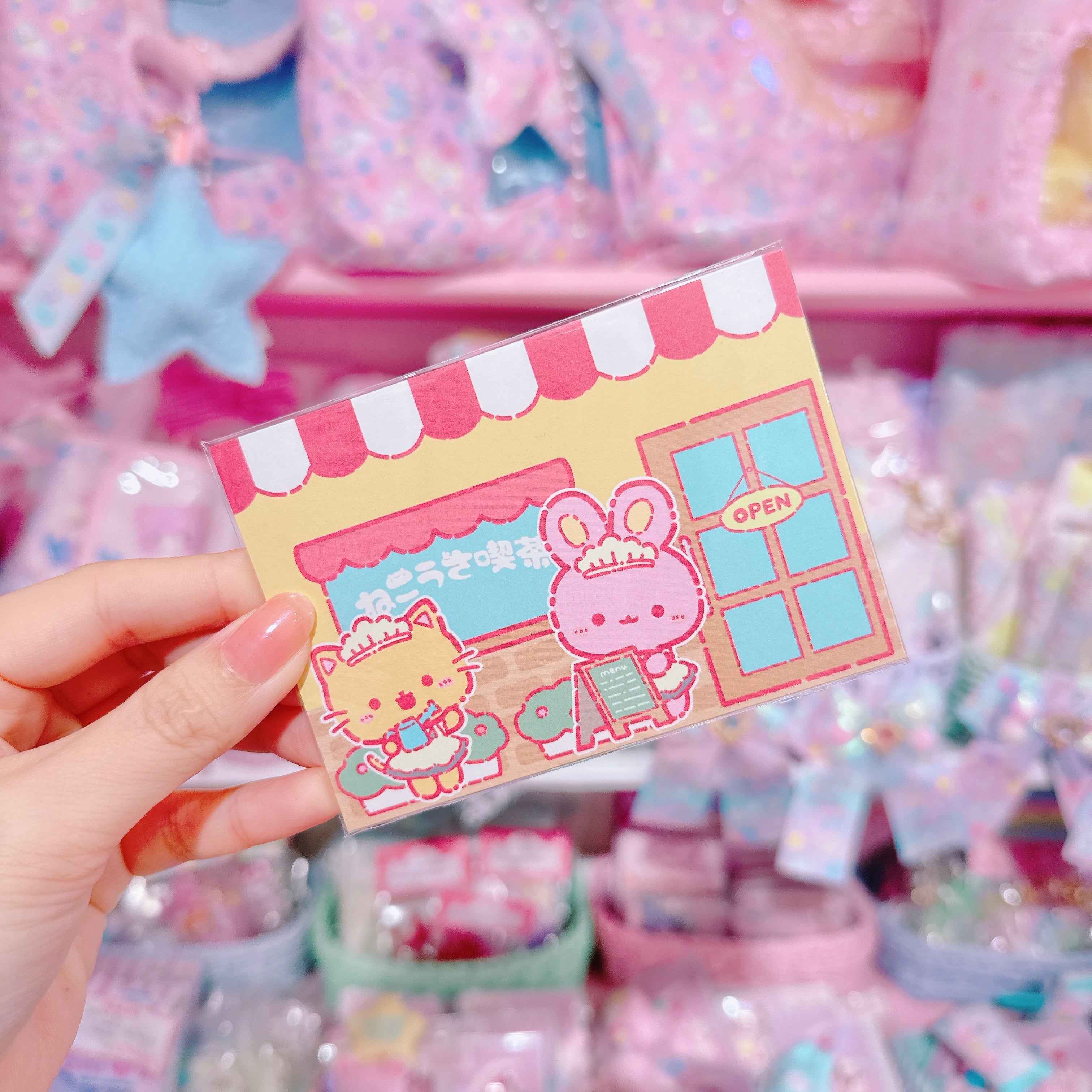 【G3】18-15両面メモ ねこうさ喫茶（１2枚入）