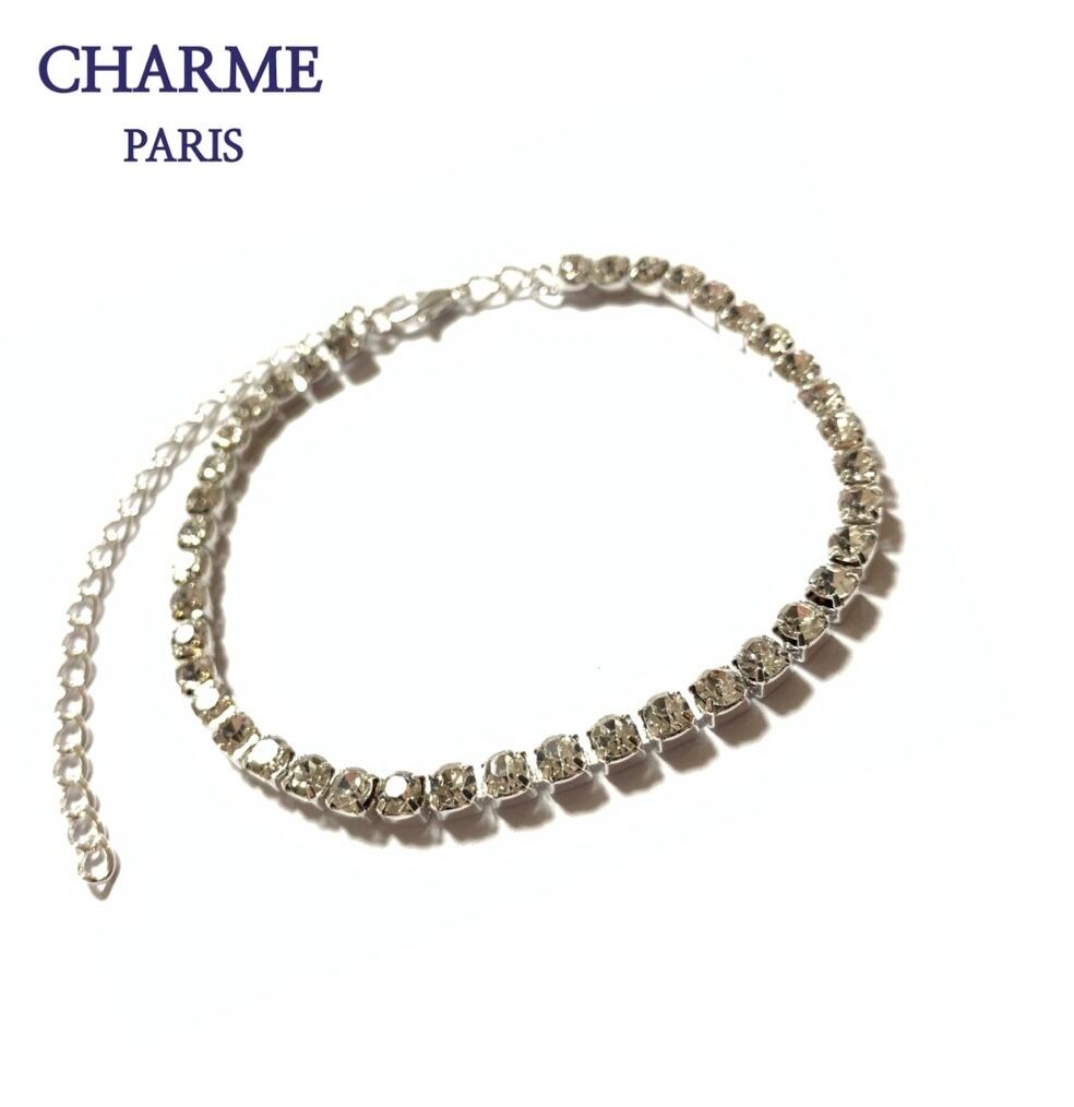 silver cz diamond anklet