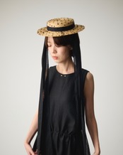 【Joëlle】Dot tulle canotier/ドットチュールハット