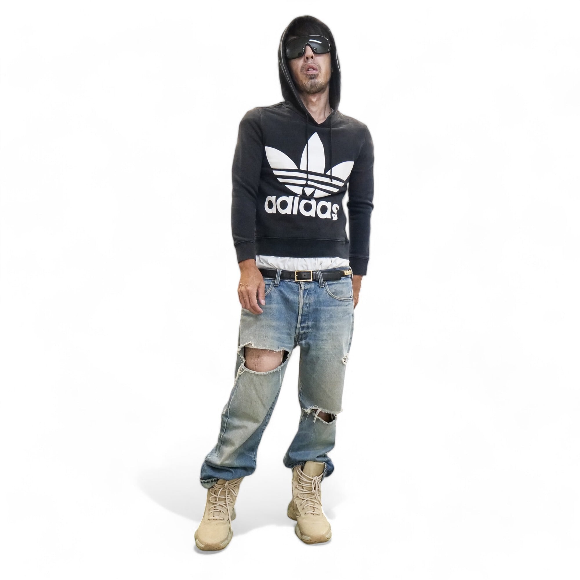 即日発送】adidas デニムパーカー トレフォイルロゴ美品格安