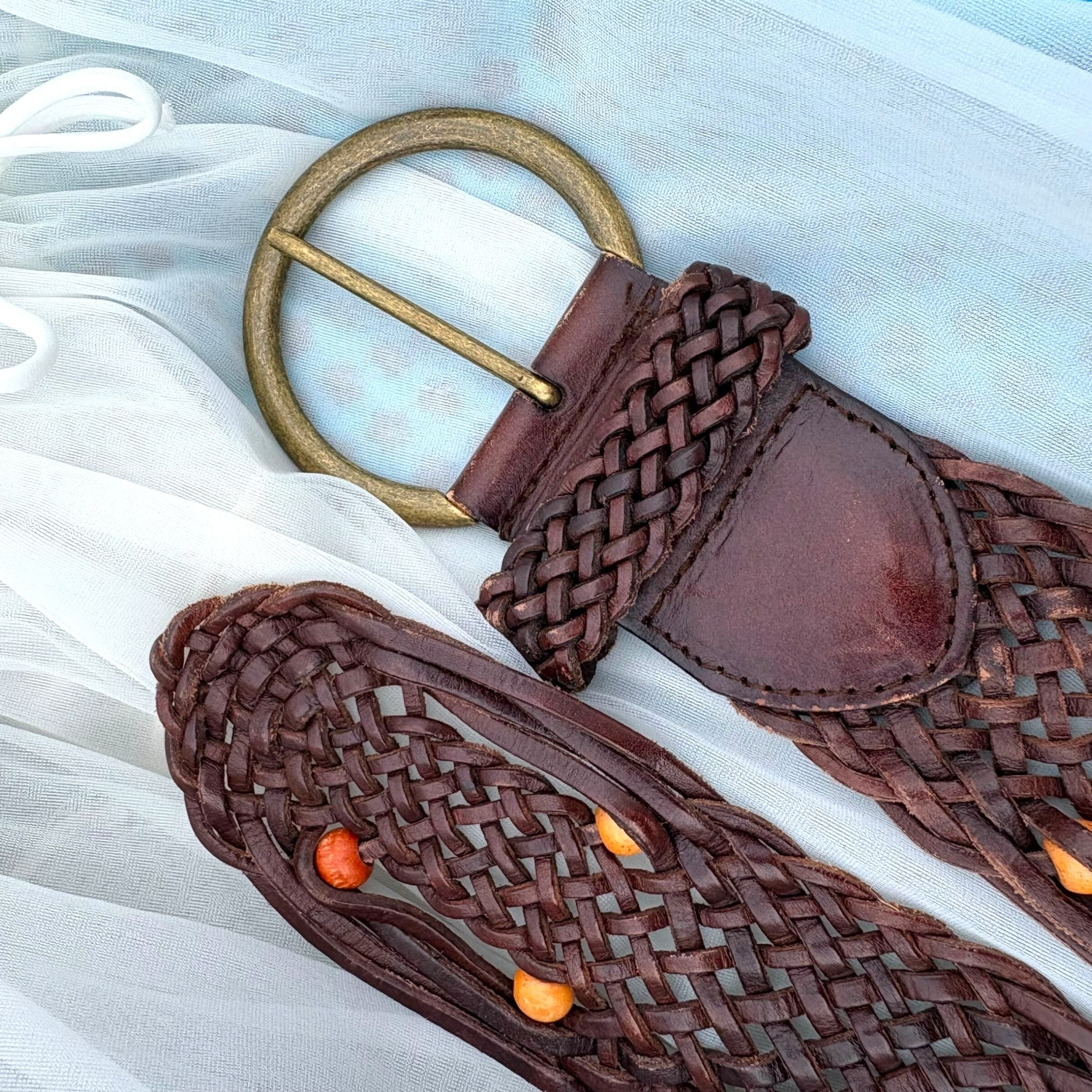 【LADIES】Braided Leather Fringe Belt - Free Size