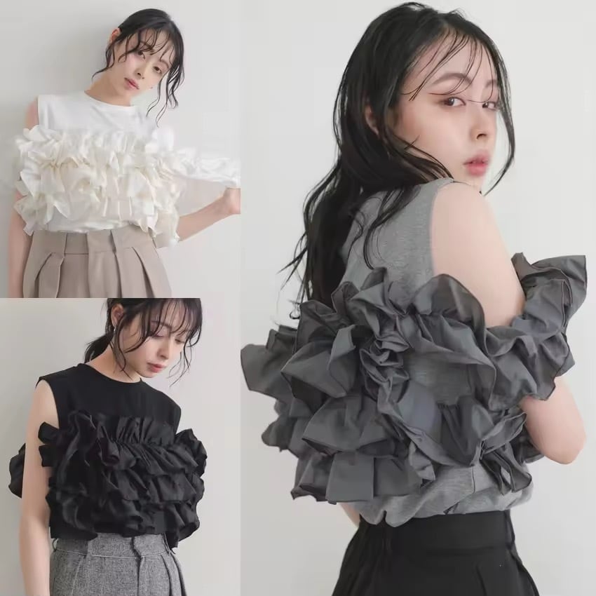 フリルデザインオフショルトップス | select shop adore25