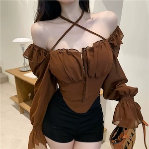 クロスネックデザイン2wayトップス