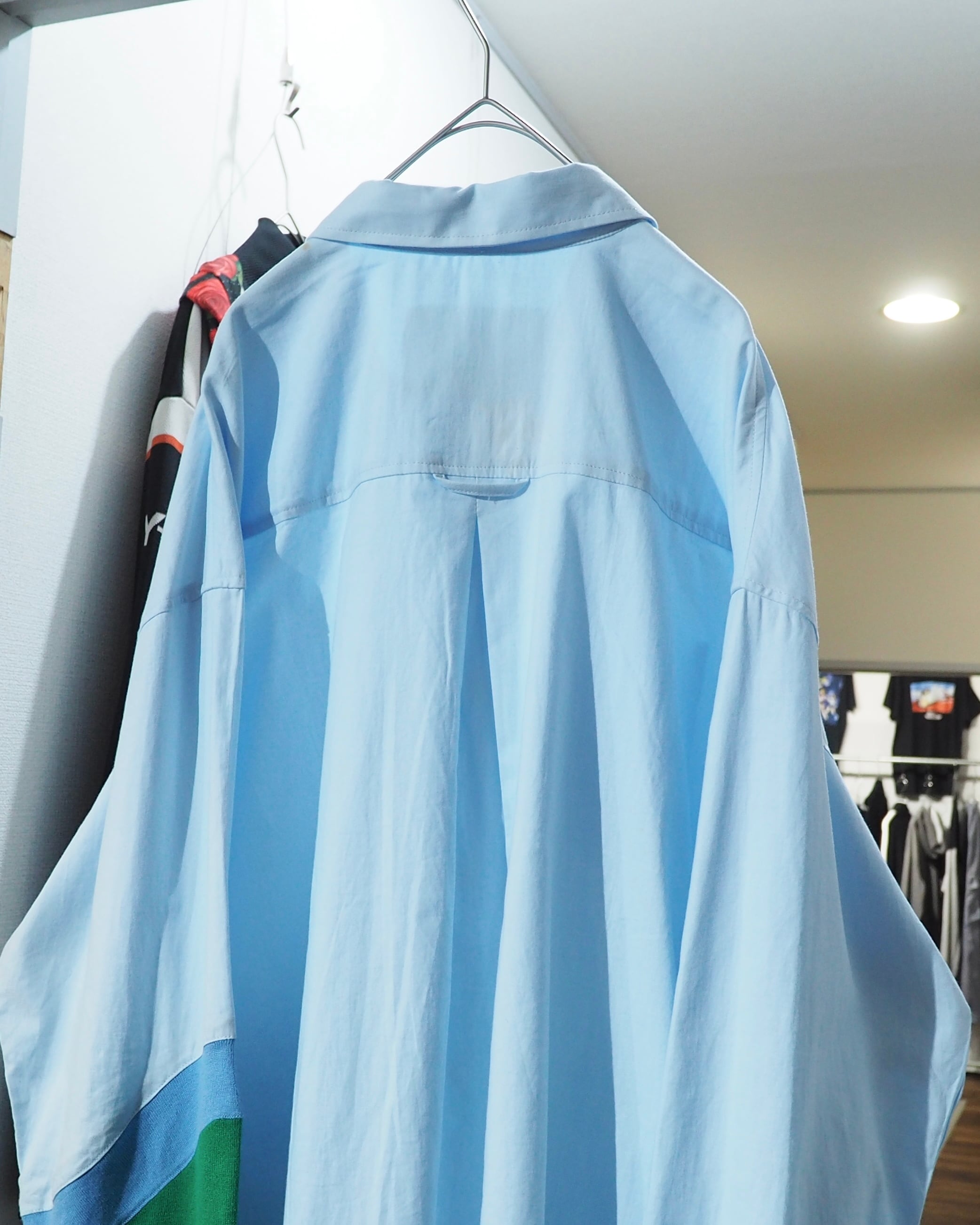 " EAFINETAL " Knit Docking Over silhouette Light Blue shirt