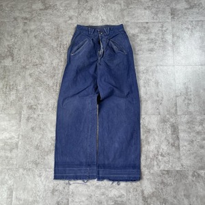 40-50s フレンチワーク Metis リネン インディゴ ブルー パンツ