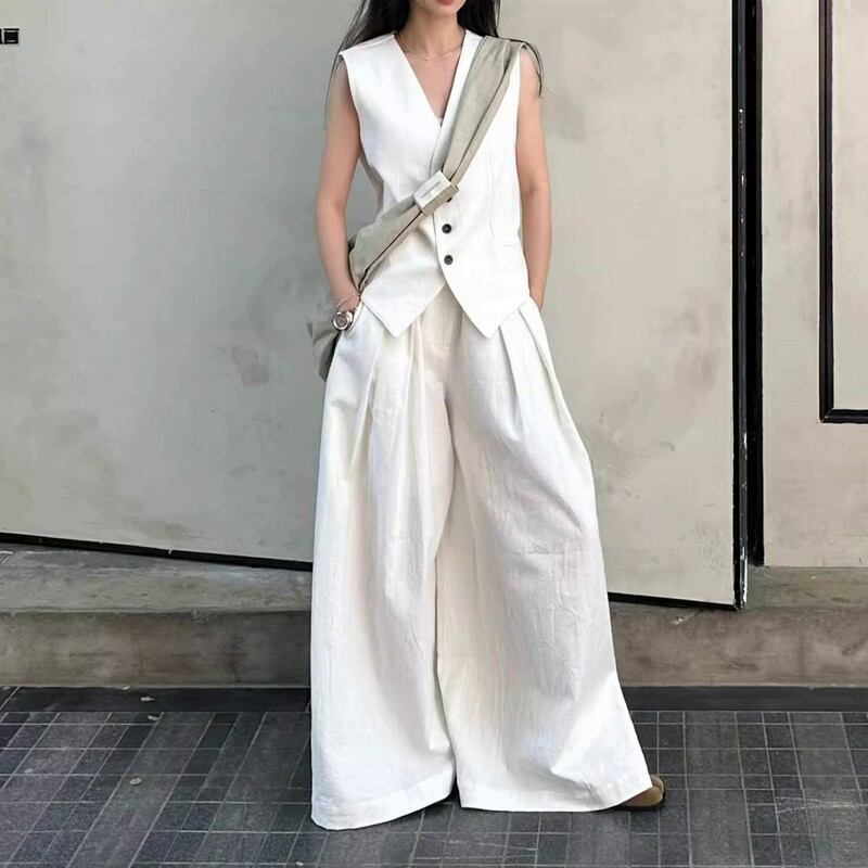 v-neck old money style vest x pants setup W00113