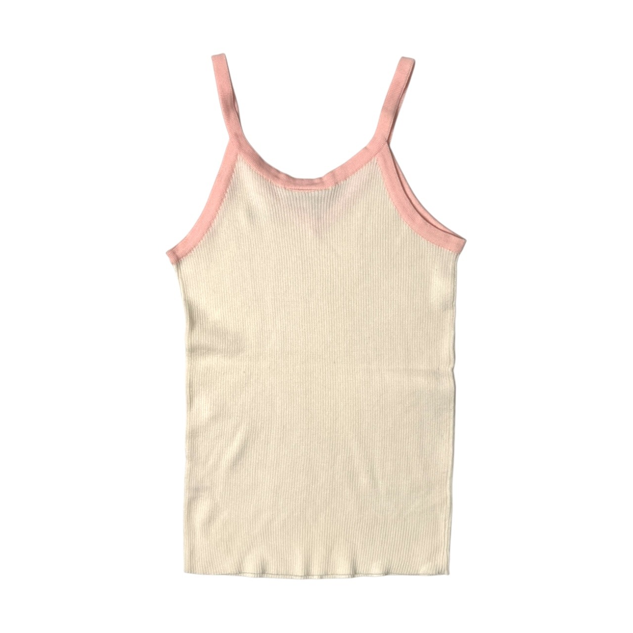 70s 80s vintage CHEMISE LACOSTE シュミーズラコステ バイカラー キャミソール 40/ホワイト ピンク/文字ワニ