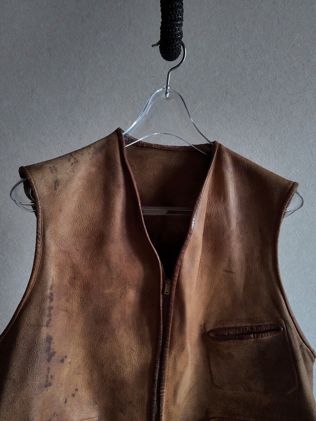 1930s ZIP UP LEATHER VEST