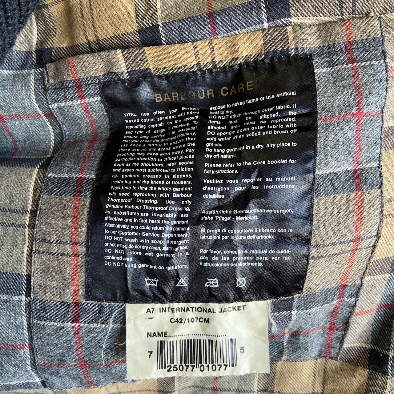 英国製 01年製 縦3ワラント Barbour バブアー インターナショナル 