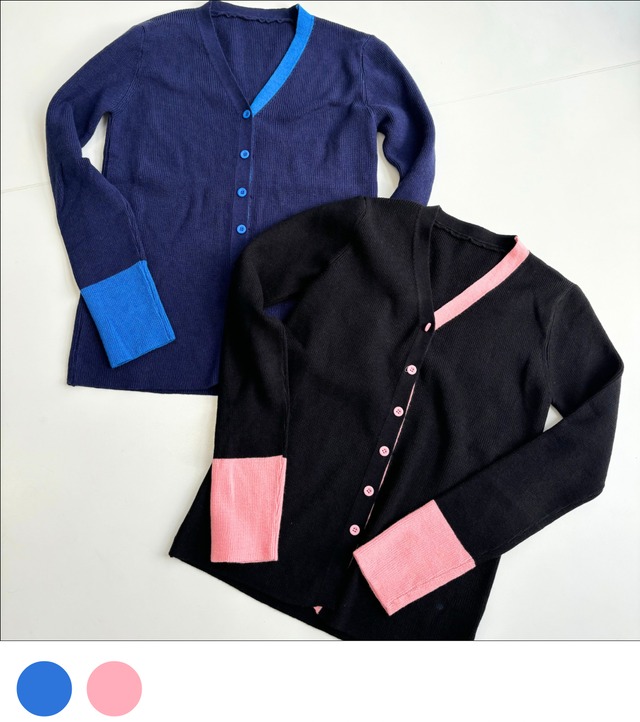 【即納】POINT COLOR V CARDIGAN -2color-