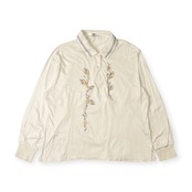 90s GOLF BALENCIAGA バレンシアガ 刺繍デザイン 長袖 ポロシャツ LL/ホワイト レディース ゴルフ ビンテージ