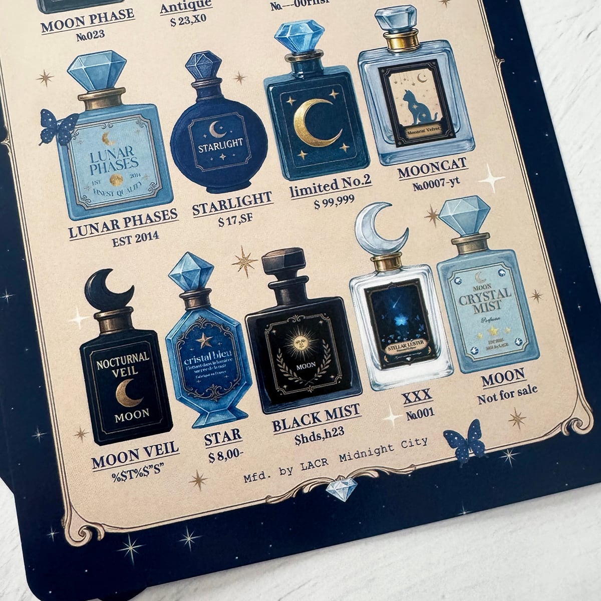 星空香水瓶 コラージュ瓶柄 ポストカード | LALA CloveR.幻想的雑貨屋