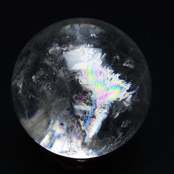 水晶 丸玉 虹入り 58mm スフィア 置物 水晶玉 一点物 151-8796