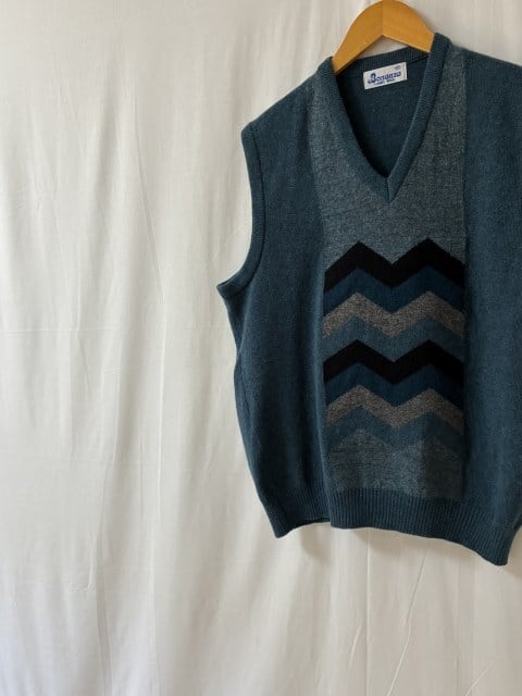 1970~80's Knitting Design V-Neck Knit Vest