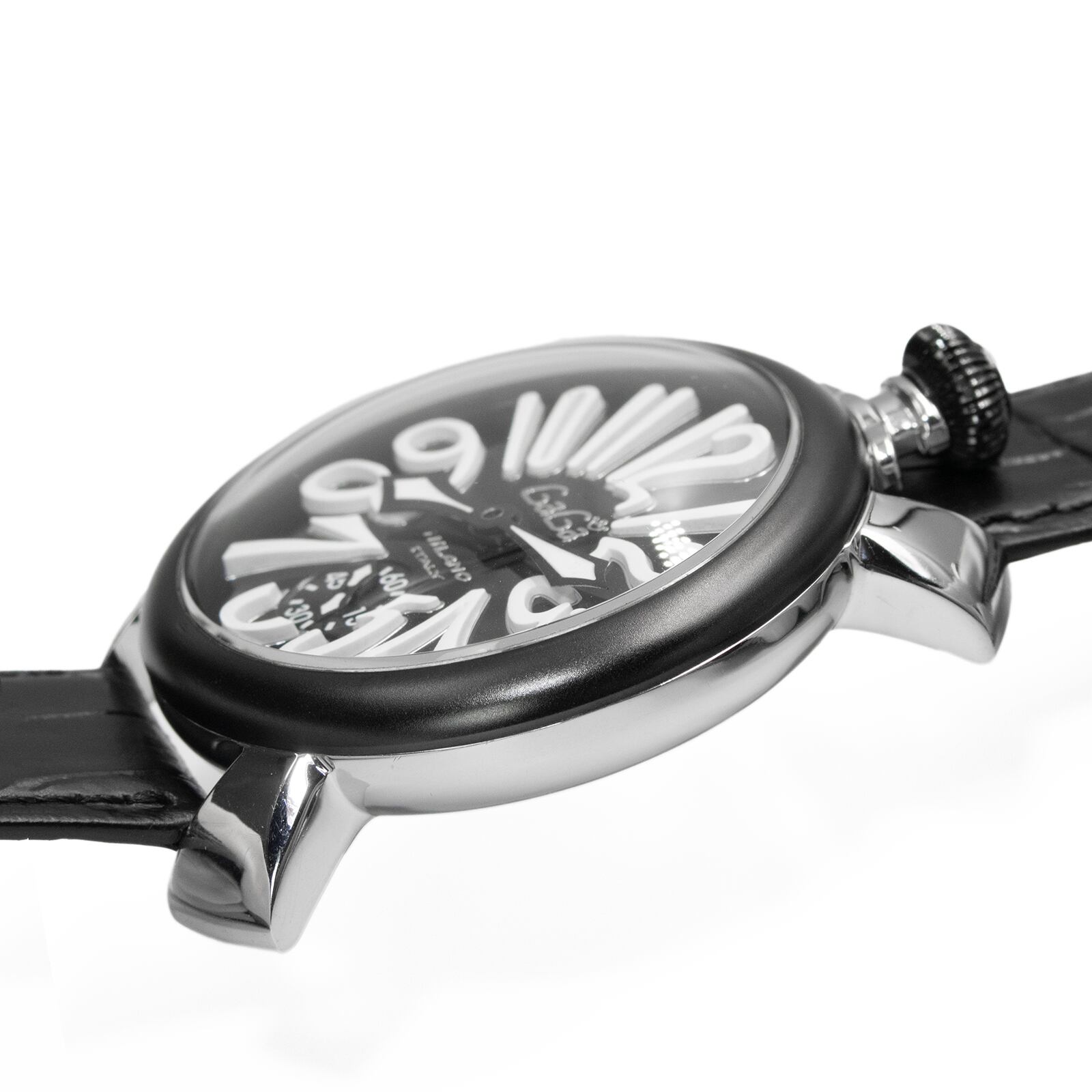 送料無料 ガガミラノ 腕時計 手巻き メンズ マヌアーレ48mm 黒 白 派手