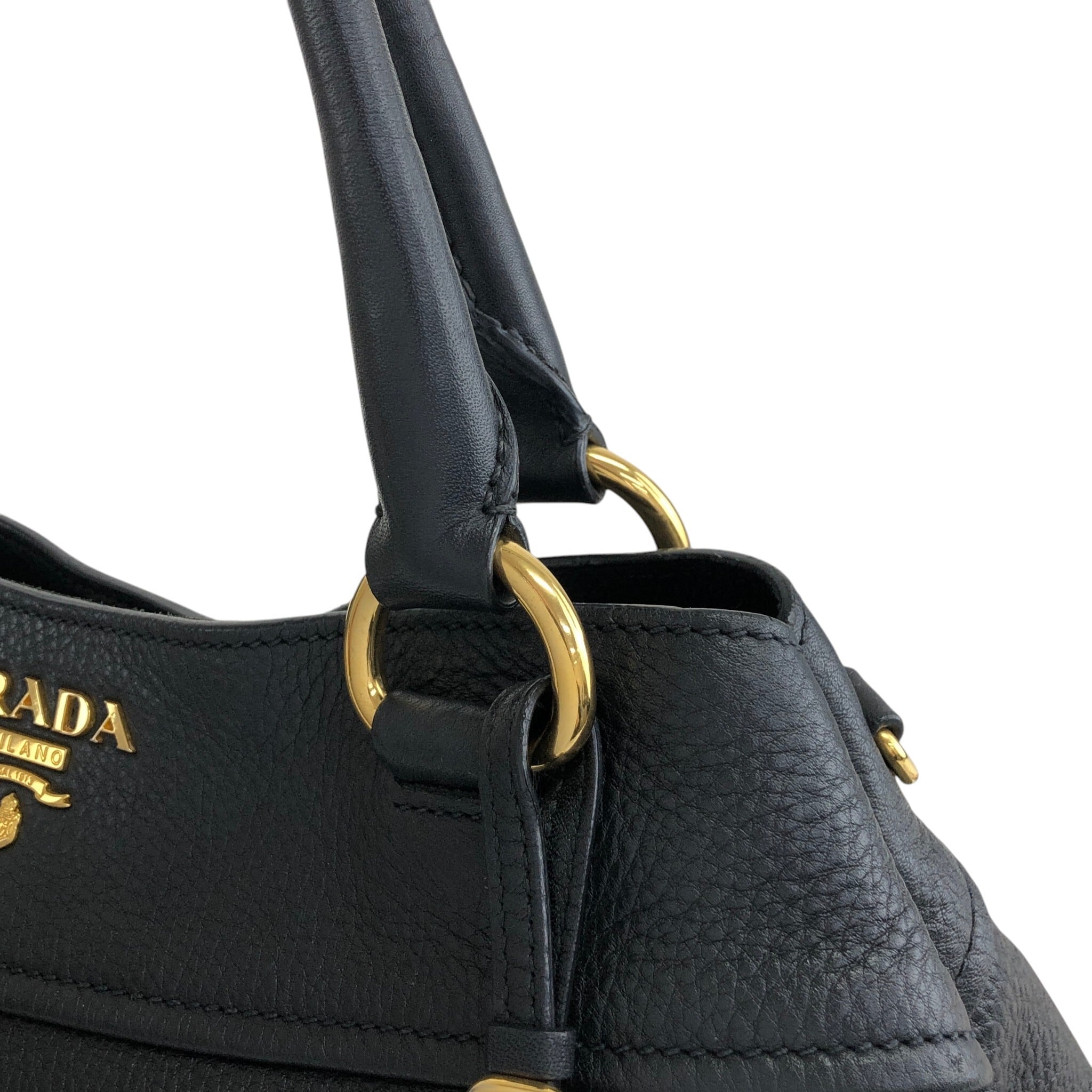PRADA プラダ ハンドバッグ ブラック ロゴ レザー vintage