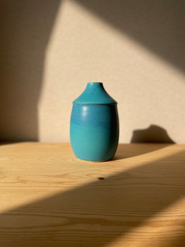 Vintage Ocean Blue Pottery  Vase / ヴィンテージ 陶器 花瓶