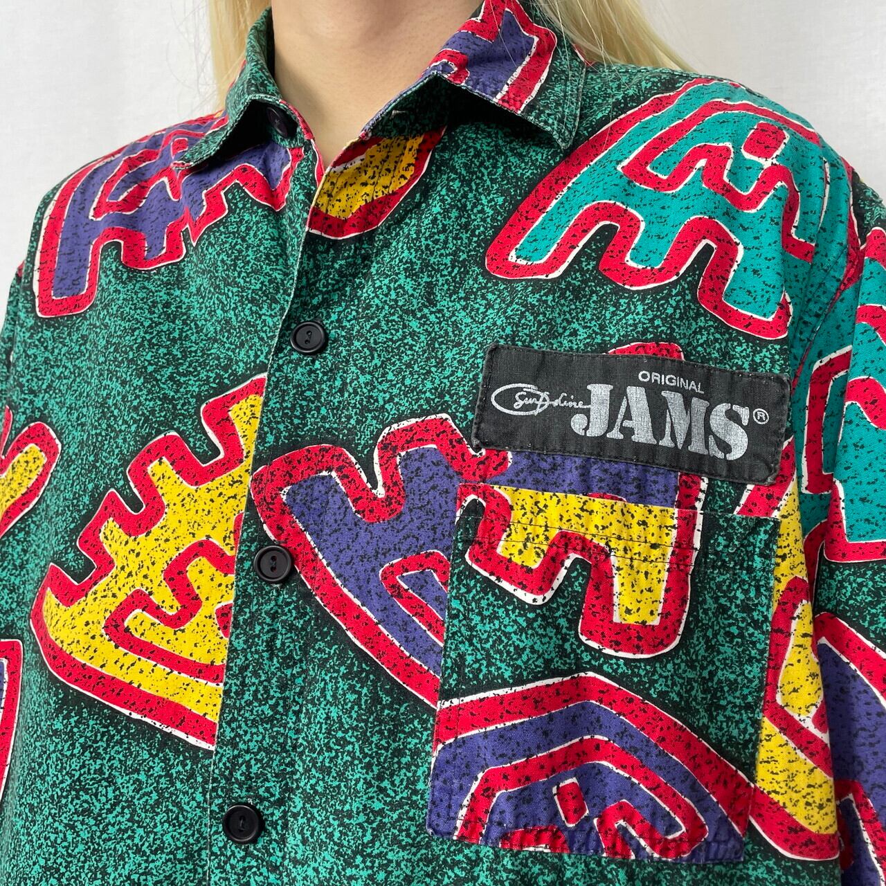 90年代 ORIGINAL JAMS 総柄シャツ メンズL 古着 サーフ 90s 西海岸