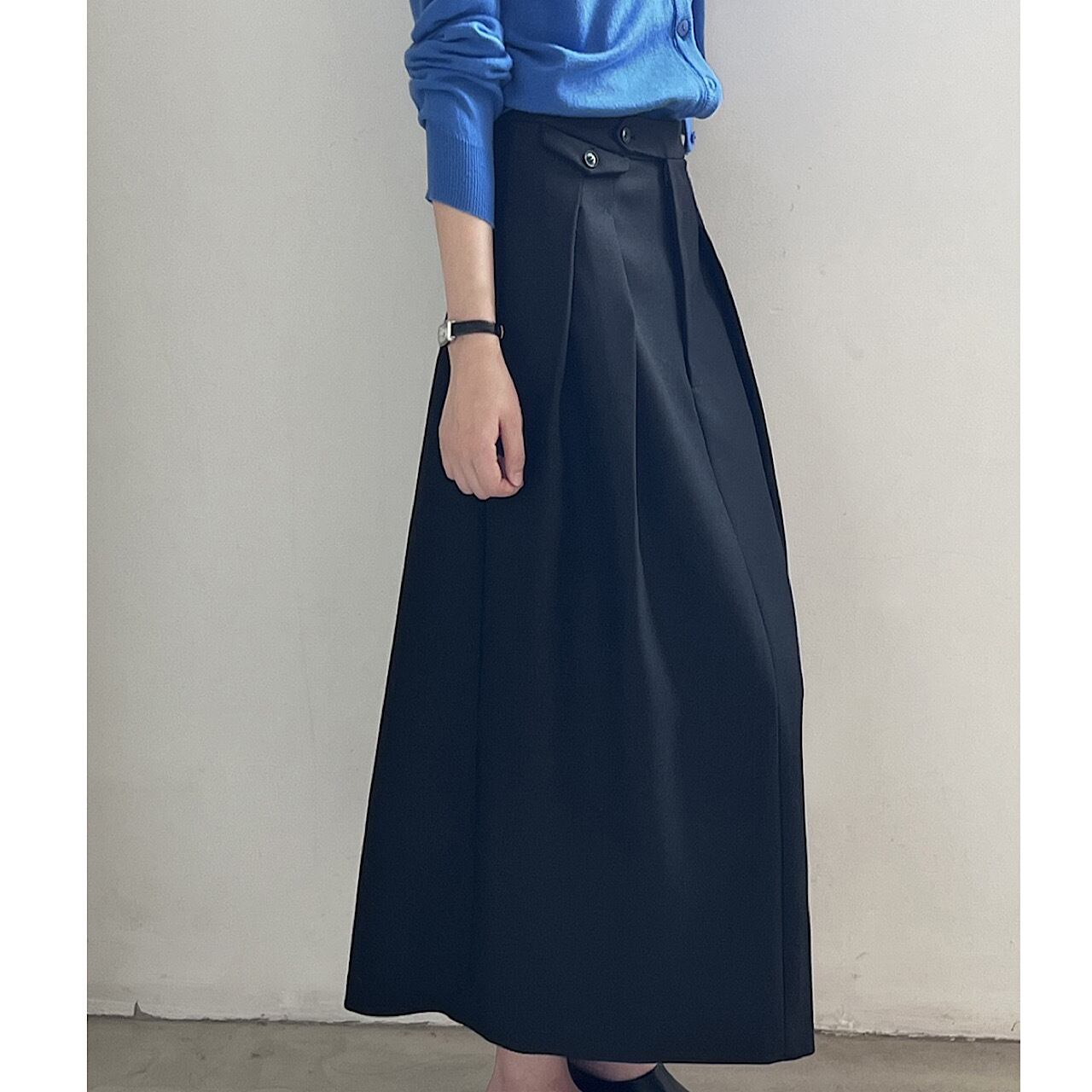 ハイウエストストレート A ライン ブラックスカート YH8796