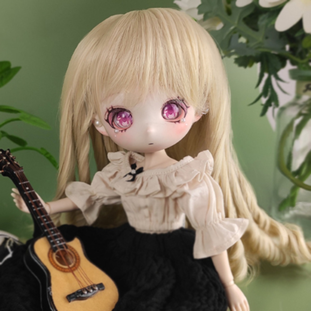 ドールウィッグ 耐熱：【YMY】7-8 inch ロング 縦ロール ゴールド 