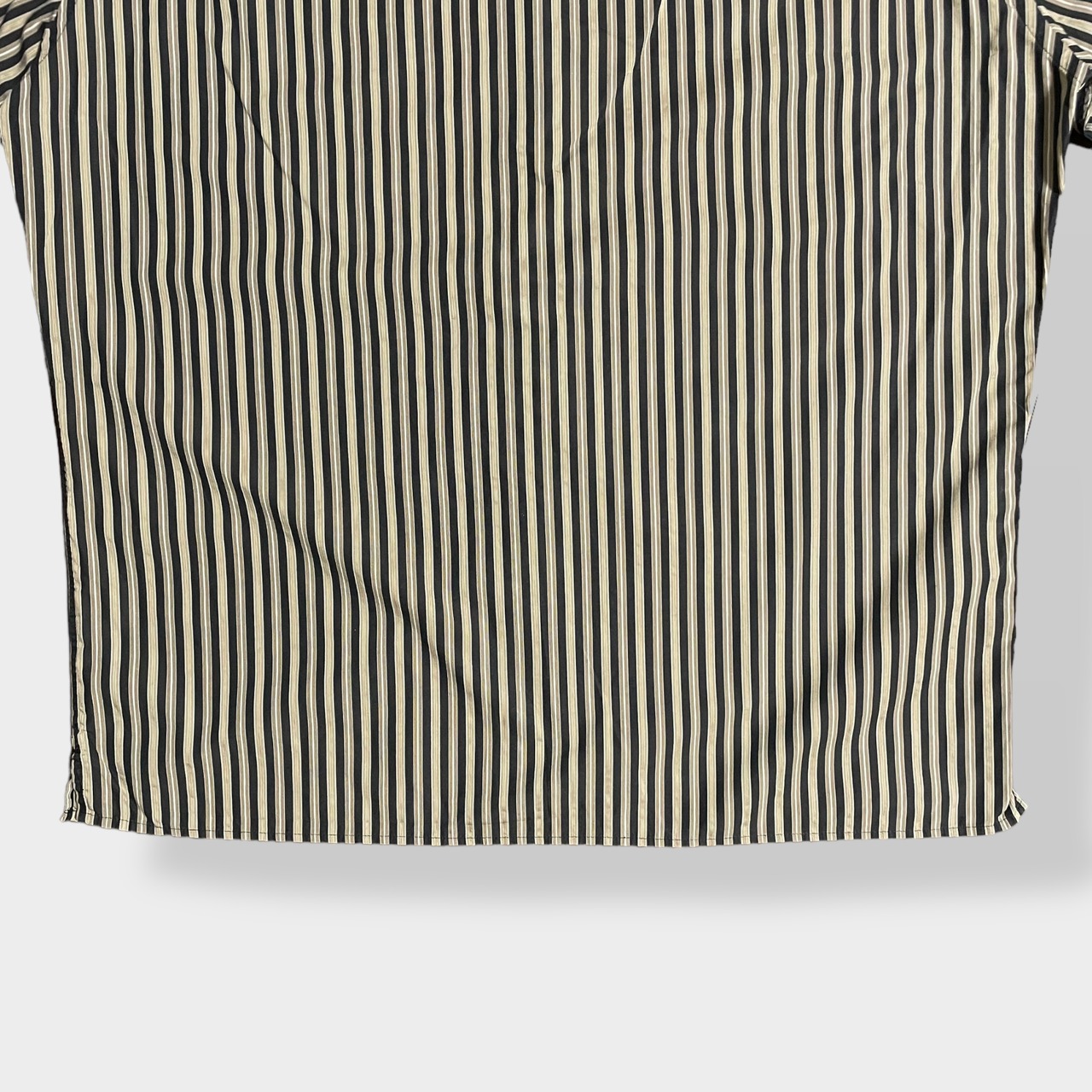 【MISE AU GREEN】ストライプシャツ ボタンダウン 刺繍ロゴ デザインシャツ 柄シャツ 長袖 マルチストライプ XXL ビッグサイズ US古着