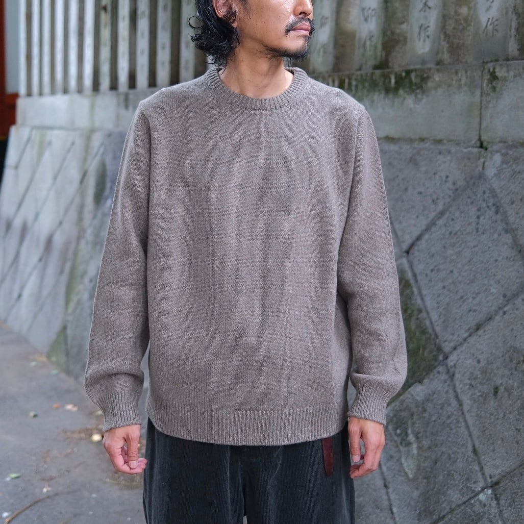 EVAN KINORI(エヴァン キノリ) / Crewneck Sweater Undyed Yak Wool -Light Brown-
