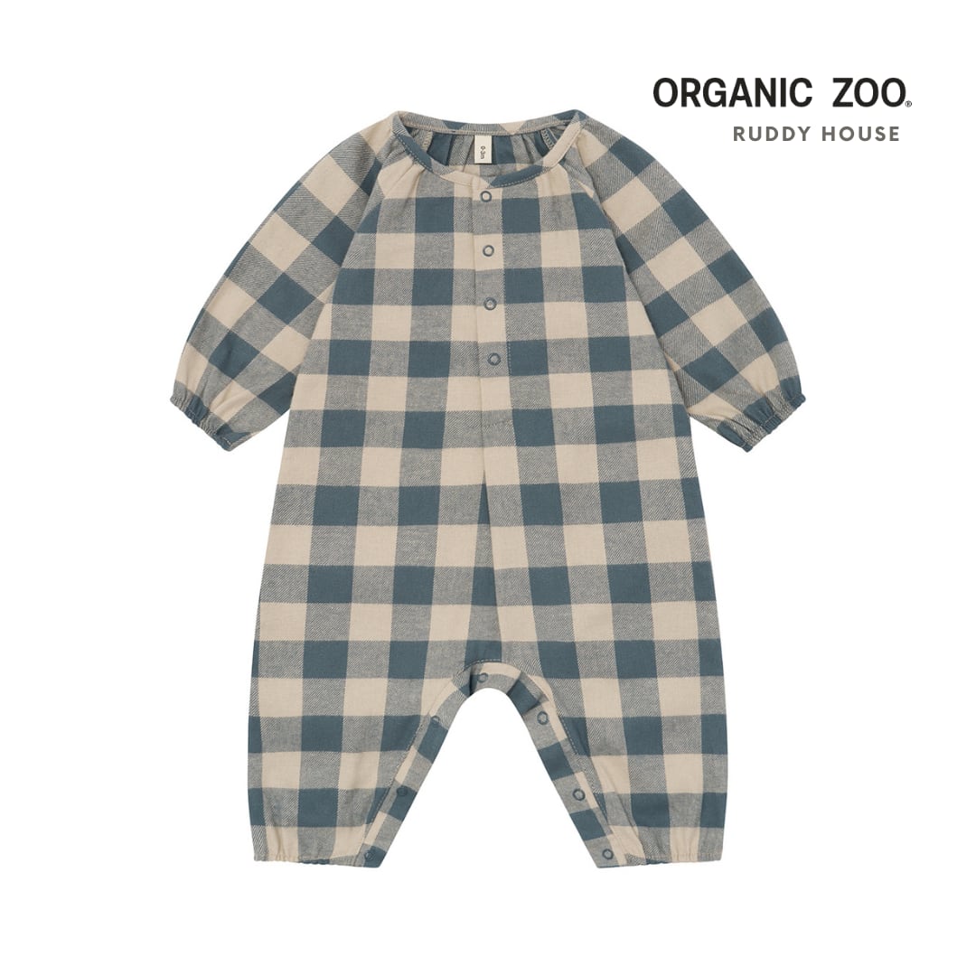 【送料無料】organic zoo / Fog Blue Gingham Onesie