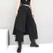 【送料無料】 ボトムス パンツ ストレート l 9分丈 クロップドパンツ アシメ アシンメトリー ルーズ ゆったり ゆる 重ね着 重ね穿き風 無地 シンプル ウエストゴム 楽ちん クール かっこいい メンズライク ボーイッシュ シック モード系 ストリート 個性的 おしゃれ お洒落 通勤 通学 学生 おでかけ 旅行 休日 普段使い カジュアル  レディース 10代 20代 春 夏 秋 大きいサイズ M L XL 2