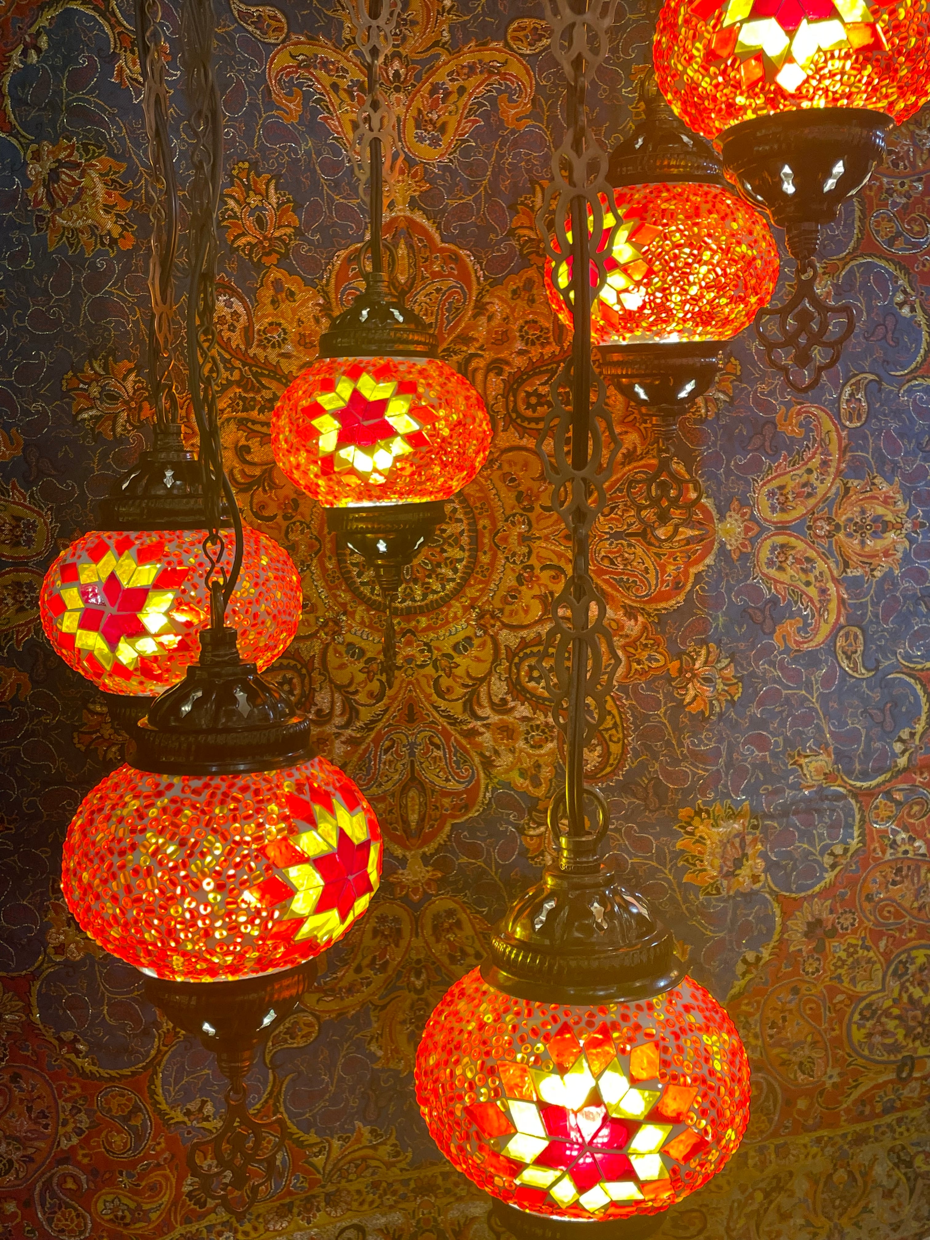 カラフルモザイク 5連トルコランプ 電球付き 引掛けシーリング トルコ