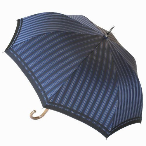 【紳士雨傘】槙田商店　長傘（日本製）ビジネスシーンに寄り添った大人の雨傘　Tie Stripe×Plain BLUE　mk-02