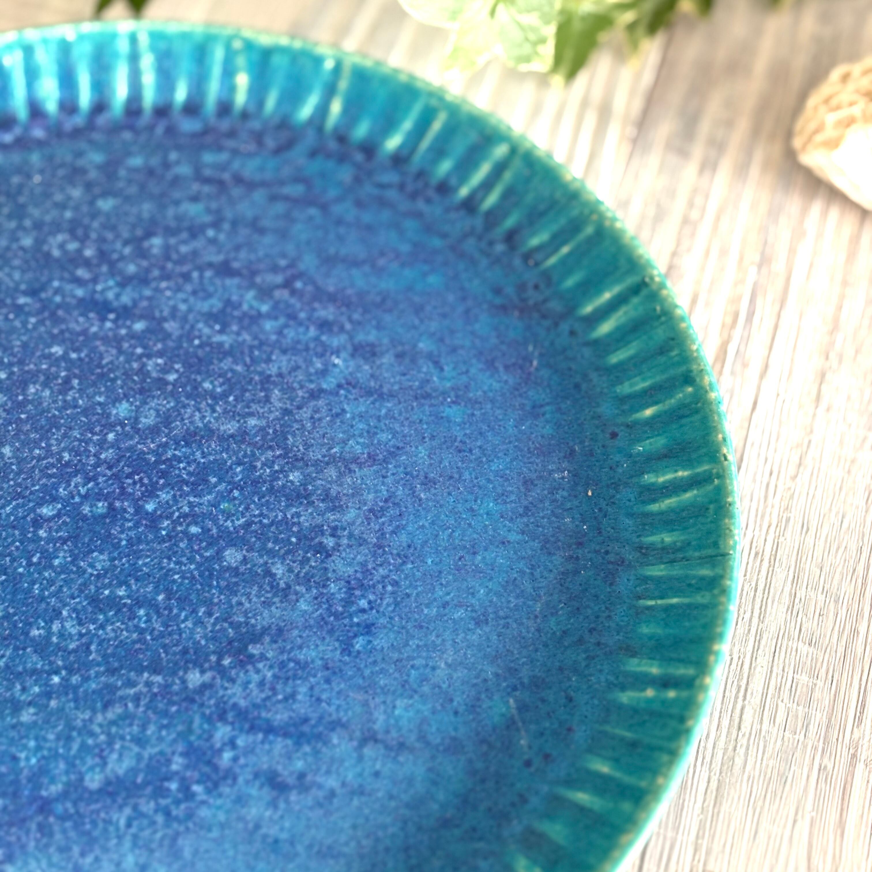大皿 縞プレート ワンプレート | Blue Pottery