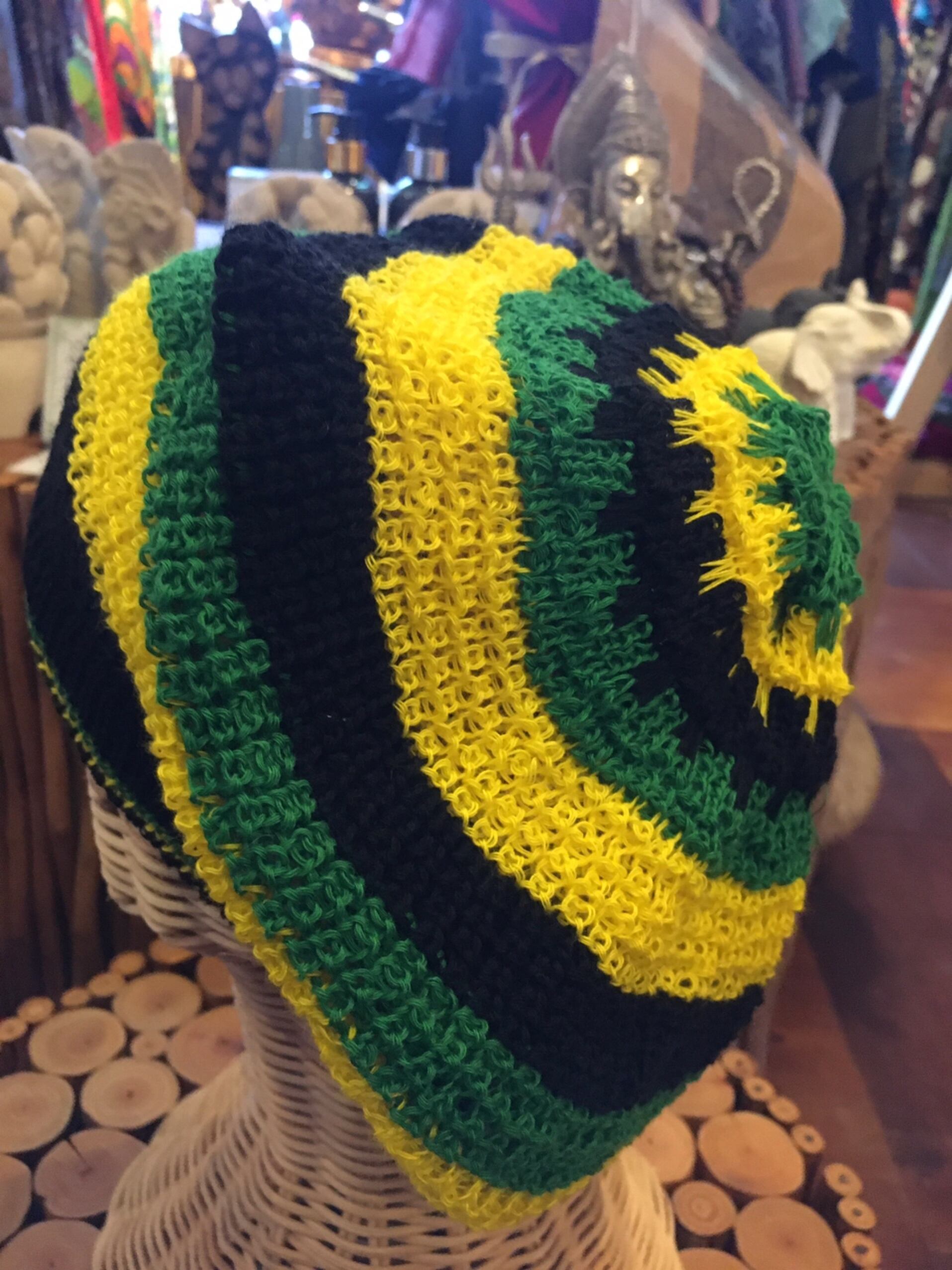 帽子 ニット帽子 おしゃれ小物 ベレー帽 コットン コットン帽子 ジャマイカカラー アジアン エスニック エスニック アフリカンファッション 手編 ハンドメイド アジアン雑貨a T アジアン雑貨 Asian Mrk