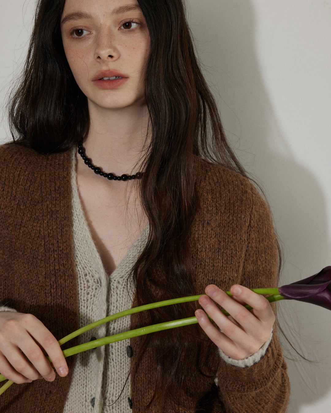 wool mohair layered cardigan