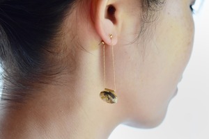 【monaka】Golden rutile earrings - ゴールデンルチル