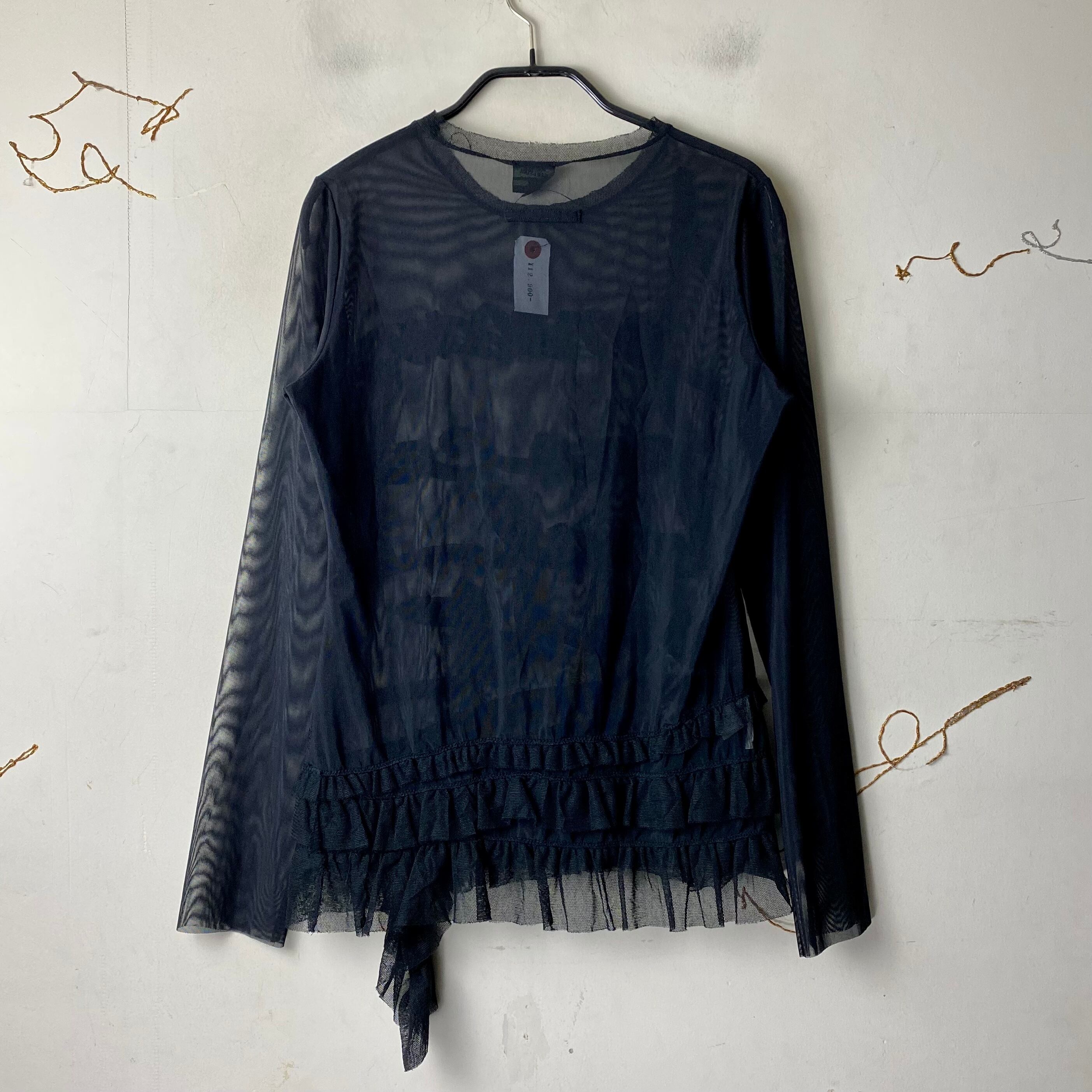 JEAN PAUL GAULTIER FEMME frill design see-through pullover | NOIR 