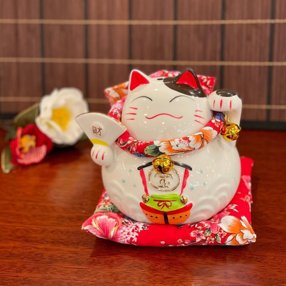 縁起物　福招き猫　アンティークコレクション　陶器置物　貯金箱　バンク　千客万来！